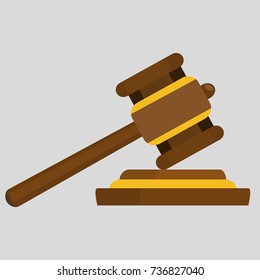 Judge Wood Hammer vector illustration, flat design, auction, judgment.