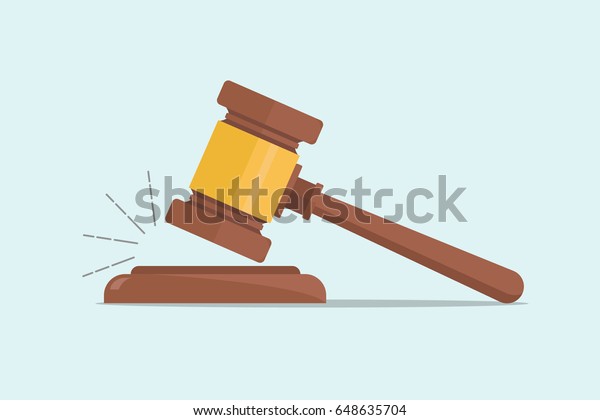 Judge Wood Hammer vector illustration, flat\
design, auction,\
judgment.