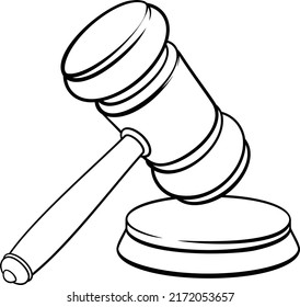 Judge Wooden Hammer Gavel And Base Cartoon 