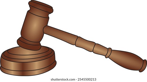 Judge wooden hammer gavel and base