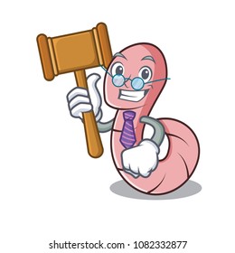 Judge worm mascot cartoon style