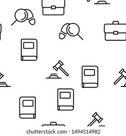 Judgement, Court Process Vector Seamless Pattern Contour Illustration