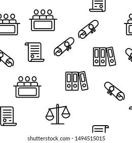 Judgement, Court Process Vector Seamless Pattern Contour Illustration