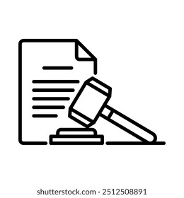 Judgement decision document icon. Outline style. Vector. Isolate on white background.