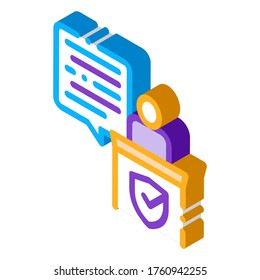 Signo isométrico del vector de iconos de la ley del documento del fallo. ilustración de símbolo aislado de color