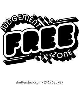 diseño gráfico vectorial negro de zona libre de juicio y archivo de corte