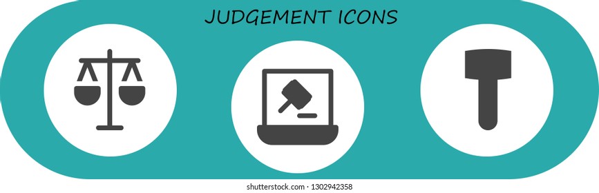  judgement icon set. 3 filled judgement icons.  Simple modern icons about  - Law, Auction, Mallet