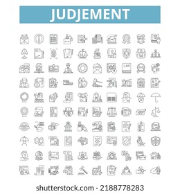 Judgement icons, line symbols, web signs, vector set, isolated illustration