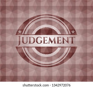 Judgement red emblem with geometric background. Seamless.