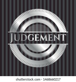 Judgement silvery shiny badge. Vector Illustration. Mosaic.