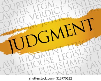 Judgement word cloud concept