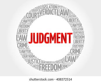 Judgement word cloud concept