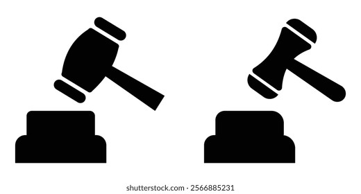 Judge's gavel icon . court hammer icon set. Gavel set icons eps 10.