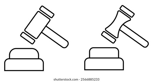 Judge's gavel icon . court hammer icon set. Gavel set icons eps 10.