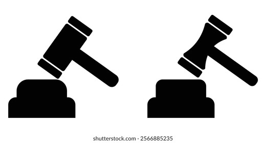 Judge's gavel icon . court hammer icon set. Gavel set icons eps 10.