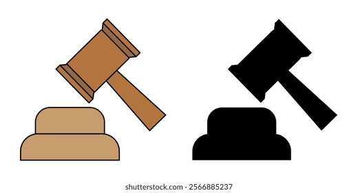 Judge's gavel icon . court hammer icon set. Gavel set icons eps 10.