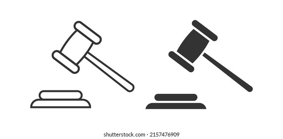 Judge's gavel icon. End of sitting illustration symbol. Sign wood hammer vector.