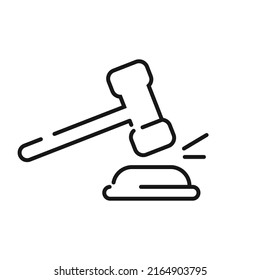 Judges gavel line icon, Judges gavel editable stroke outline icon, high quality vector symbol for mobile app.