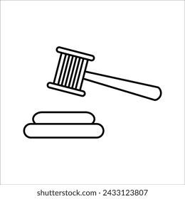 Judge's gavel line icon. Verdict, jury, lawyer, prosecutor, robe, prison, punishment, justice, law. Vector icon for business and advertising