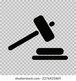 Símbolo de silueta de gavel Judges, glifo corte vectorial, signo de gavel Judges sobre fondo transparente.