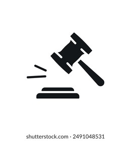 Judge's gavel simple glyph icon. Vector solid isolated black illustration.