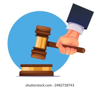 Judges gavel. Vector flat cartoon illustration