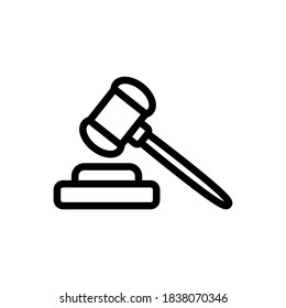 judge's hammer icon, gavel or auction icon, vector, line art design