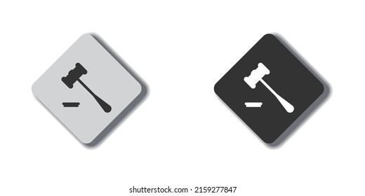 Judge's hammer icon, gavel or auction symbol. Flat vector illustration.