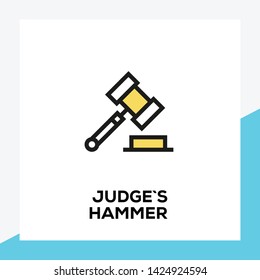 JUDGES HAMMER AND ILLUSTRATION ICON CONCEPT