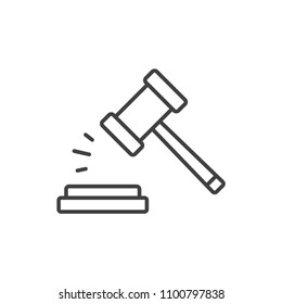 Judges hammer line icon.
