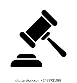 Judges hammer line icon. Gavel, court, justice, judge, constitution, rights and responsibilities, truth, oath on the Bible, accusation, prison term, pardon, crime, prosecutor, lawyer.