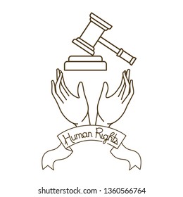 judge's hammer with open hands receiving