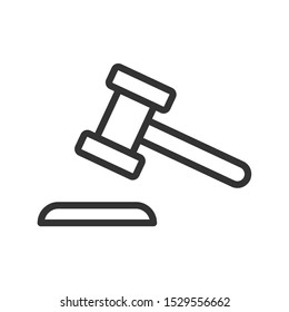 judge's hammer outline ui web icon. gavel vector icon for web, mobile and user interface design isolated on white background