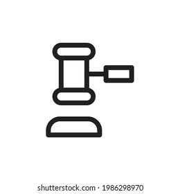 judge's hammer outline ui web icon. gavel vector icon for web, mobile and user interface design isolated on white background. Judge's gavel. Judges gavel hammer for adjudication of sentences and bills