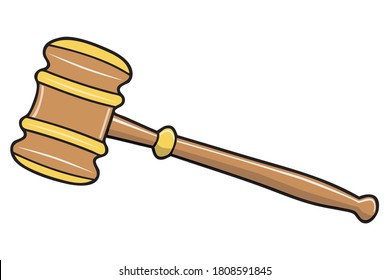 judge's hammer vector illustration,isolated on white background for education,top view