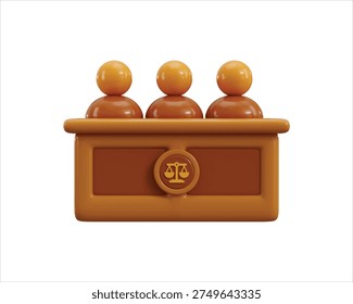 judges with jury table icon 3d render concept of court judge table with judges icon vector illustration