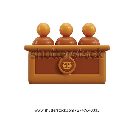 judges with jury table icon 3d render concept of court judge table with judges icon vector illustration
