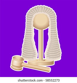 Judges wig and gavel