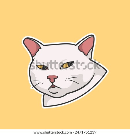 Judging Cat Meme Vector Cute Illustration