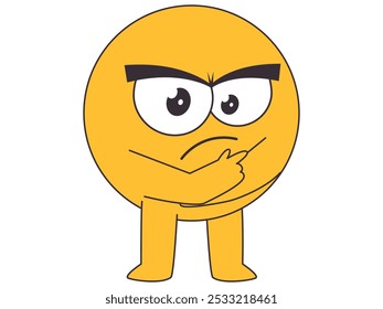 Juzgando mirando fijamente cara plana emoji expresión facial avatar carácter amarillo cuerpo gesto diseño conjunto de iconos