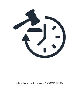 Judgment and clock. Vector icon isolated on white background.