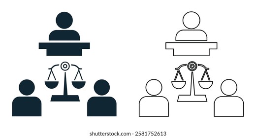 judgment icon vector, law firms, court decisions, legal services, judiciary, and justice pictogram symbol ui and ux design, glyphs and stroke line