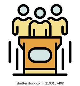 Judgment stand icon. Outline judgment stand vector icon color flat isolated