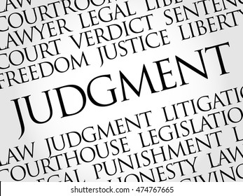 Judgment word cloud collage, business concept background