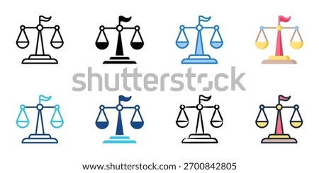 Judicial branch icon set multiple style collection 
