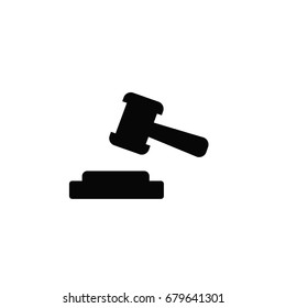 Judicial hammer icon flat design