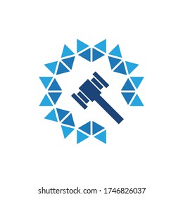 judicial logo with hummer and abstract triangulation art style vector logo design illustration
