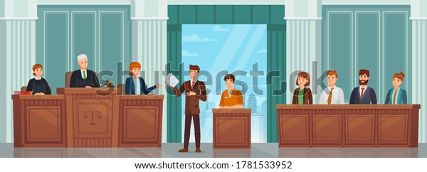 Judicial Process Public Hearing Criminal Procedure Stock Vector ...