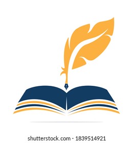 Judicial Quill Writing On Open Book. Judgment Certificate Or Police Document Vector. Education Book Quill Vector Template Design.