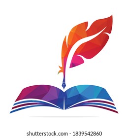 Judicial Quill Writing On Open Book. Judgment Certificate Or Police Document Vector. Education Book Quill Vector Template Design.